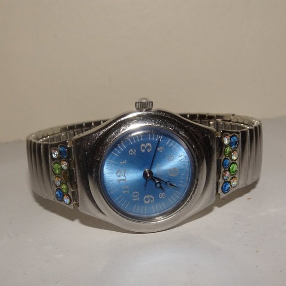 Swatch Silver Tone Irony Stretch Wrist Band Watch